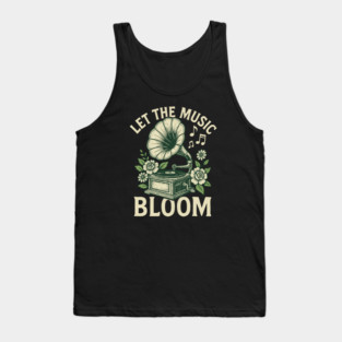 Let the Music Bloom. Dark Floral Vinyl Tank Top