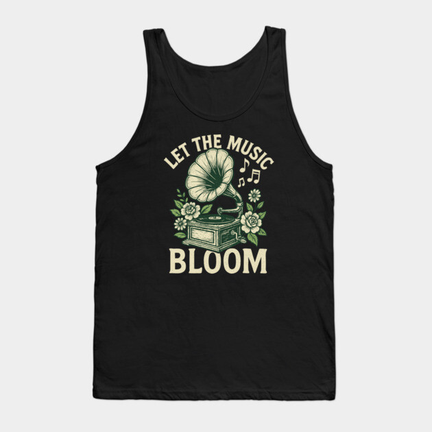 Let the Music Bloom. Dark Floral Vinyl Tank Top by filiposwear