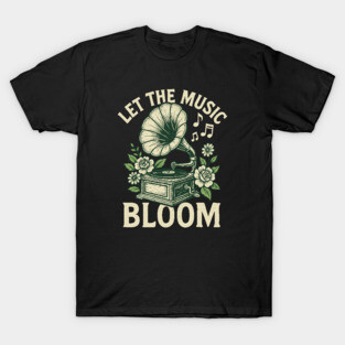 Let the Music Bloom. Dark Floral Vinyl T-Shirt