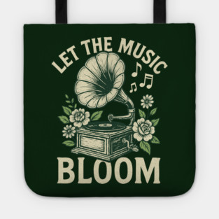 Let the Music Bloom. Dark Floral Vinyl Tote