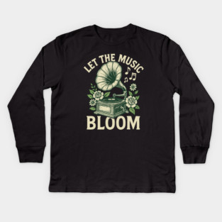 Let the Music Bloom. Dark Floral Vinyl Kids Long Sleeve T-Shirt