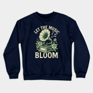Let the Music Bloom. Dark Floral Vinyl Crewneck Sweatshirt