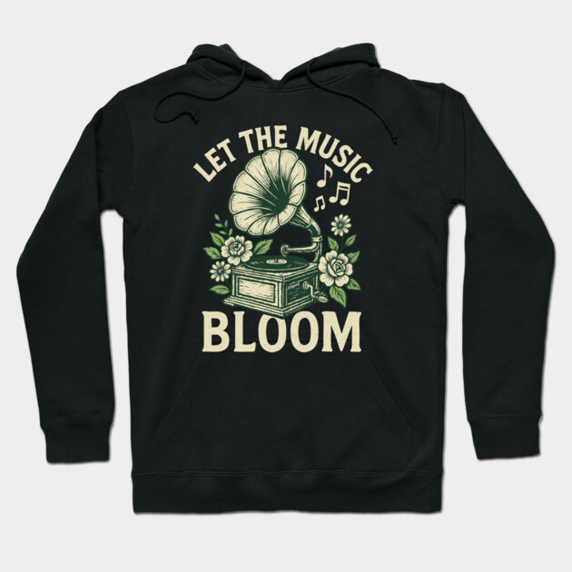 Let the Music Bloom. Dark Floral Vinyl Hoodie by filiposwear