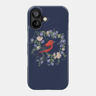 Scarlet Tanager Amid Blossoming Vines Phone Case