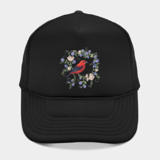 Scarlet Tanager Amid Blossoming Vines Hat