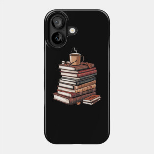 book and coffee Stacked & Steaming Phone Case