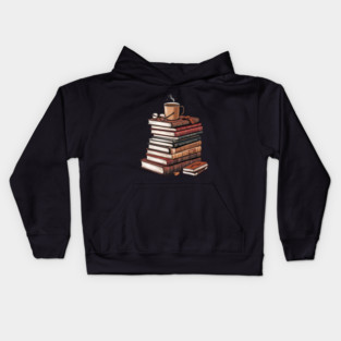 book and coffee Stacked & Steaming Kids Hoodie