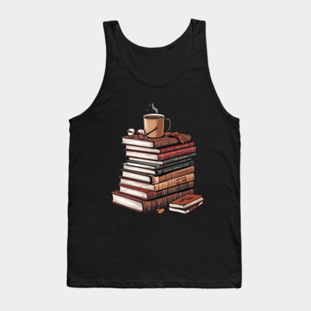 book and coffee Stacked & Steaming Tank Top by SR8891