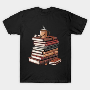 book and coffee Stacked & Steaming T-Shirt