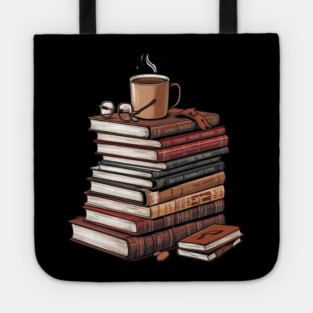 book and coffee Stacked & Steaming Tote