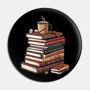book and coffee Stacked & Steaming Pin