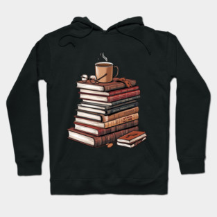 book and coffee Stacked & Steaming Hoodie