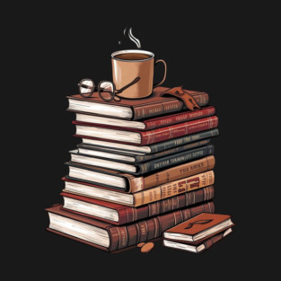 book and coffee Stacked & Steaming T-Shirt