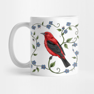 Scarlet Tanager with Forget-Me-Nots Mug