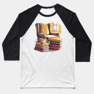 cozy Reading Nook Books and Coffee Baseball T-Shirt