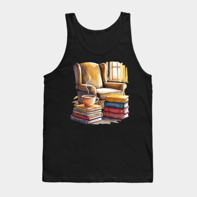 cozy Reading Nook Books and Coffee Tank Top by SR8891