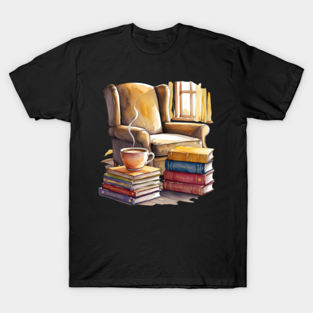 cozy Reading Nook Books and Coffee T-Shirt by SR8891