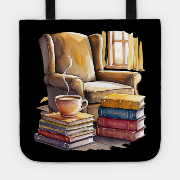 cozy Reading Nook Books and Coffee Tote by SR8891