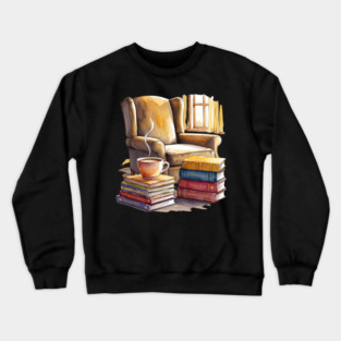cozy Reading Nook Books and Coffee Crewneck Sweatshirt