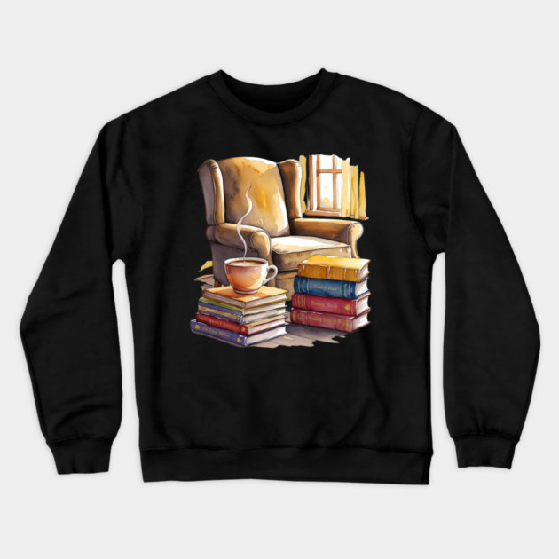 cozy Reading Nook Books and Coffee Crewneck Sweatshirt by SR8891
