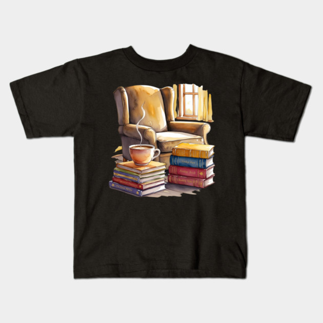 cozy Reading Nook Books and Coffee Kids T-Shirt by SR8891