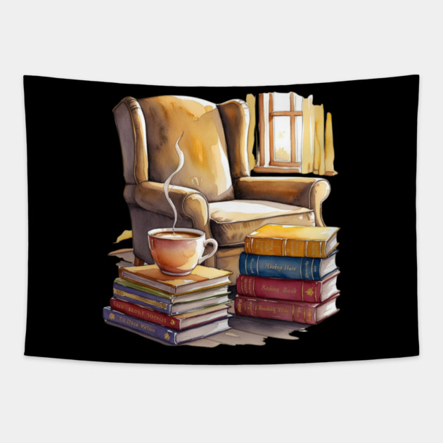 cozy Reading Nook Books and Coffee Tapestry by SR8891