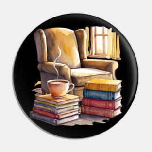 cozy Reading Nook Books and Coffee Pin