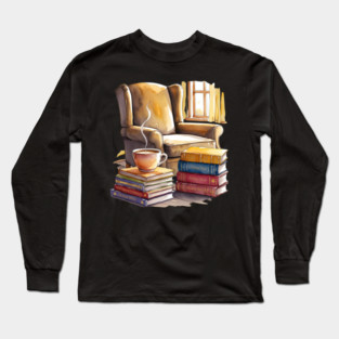 cozy Reading Nook Books and Coffee Long Sleeve T-Shirt