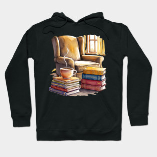 cozy Reading Nook Books and Coffee Hoodie