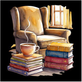 cozy Reading Nook Books and Coffee Posters and Art