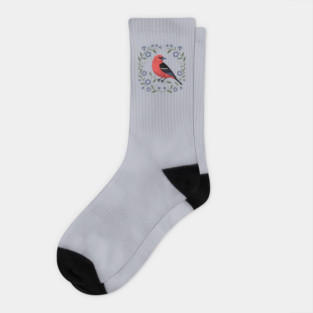 Scarlet Tanager with Blue Blossoms Socks