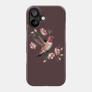 Rufous Hummingbird with Pink Blossoms Phone Case