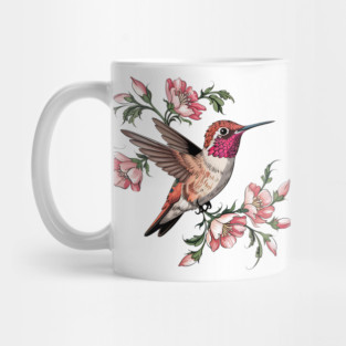 Rufous Hummingbird with Pink Blossoms Mug