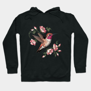 Rufous Hummingbird with Pink Blossoms Hoodie