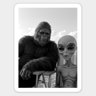 Bigfoot and Alien Summer Time Magnet