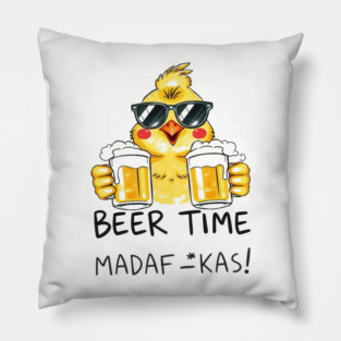 Beer Chick Tee - Clucking Good Brew Time - Funny Beer Chick Madafkas Pillow