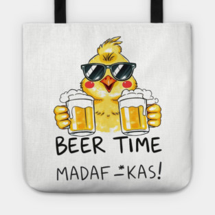 Beer Chick Tee - Clucking Good Brew Time - Funny Beer Chick Madafkas Tote