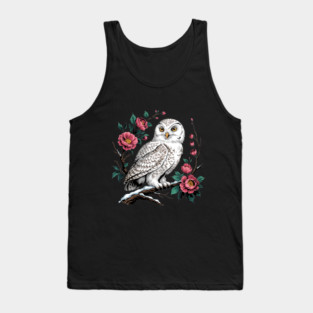 Snowy Owl Among Winter Blossoms Tank Top