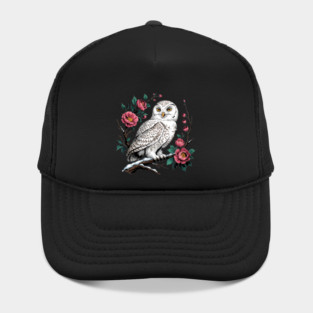 Snowy Owl Among Winter Blossoms Hat