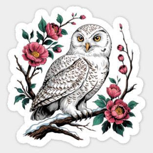 Snowy Owl Among Winter Blossoms Magnet