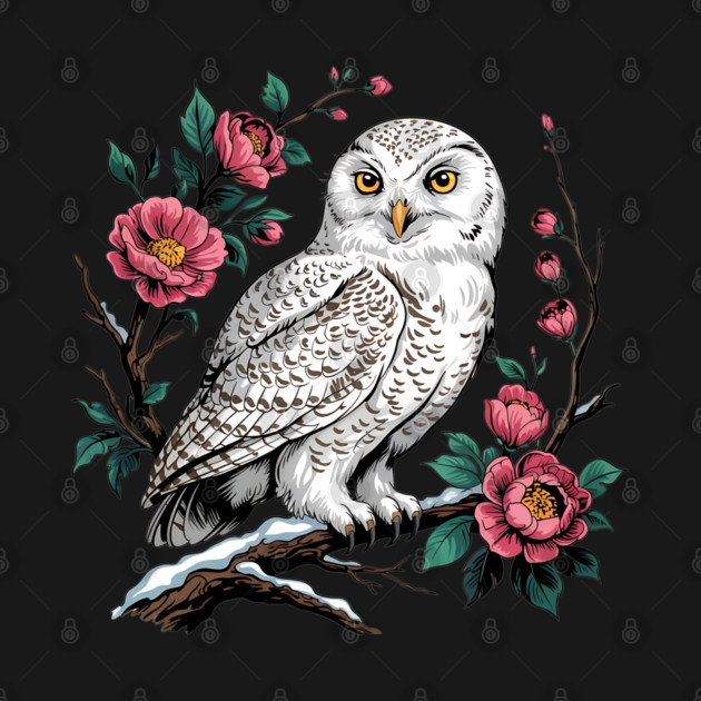Snowy Owl Among Winter Blossoms by BirdsnStuff