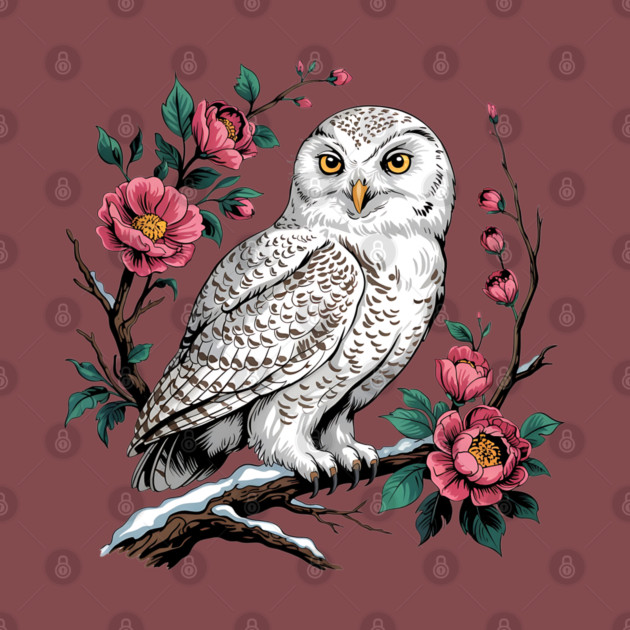 Snowy Owl Among Winter Blossoms by BirdsnStuff