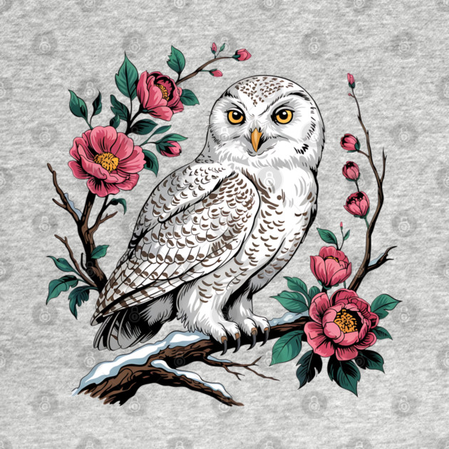 Snowy Owl Among Winter Blossoms by BirdsnStuff