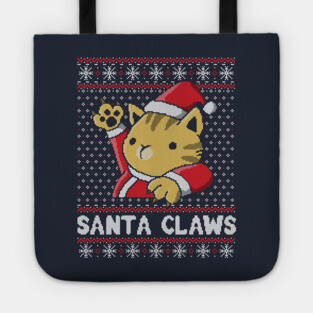 Xmas ugly sweater Cat Santa Claws Tote