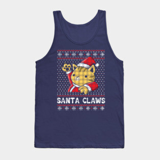 Xmas ugly sweater Cat Santa Claws Tank Top