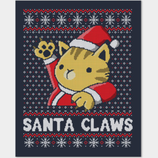 Xmas ugly sweater Cat Santa Claws Posters and Art