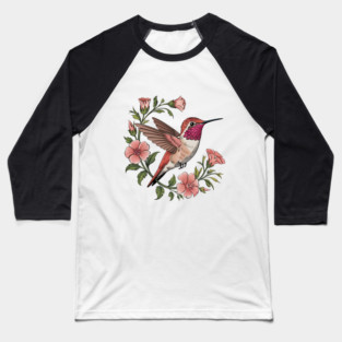 Rufous Hummingbird Among Blossoms Baseball T-Shirt