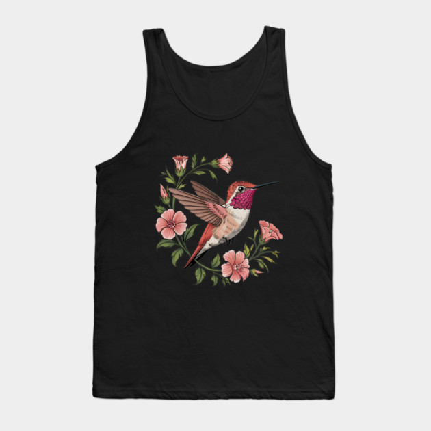 Rufous Hummingbird Among Blossoms Tank Top by BirdsnStuff