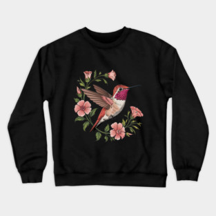 Rufous Hummingbird Among Blossoms Crewneck Sweatshirt