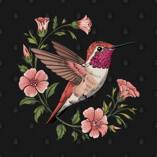 Rufous Hummingbird Among Blossoms by BirdsnStuff